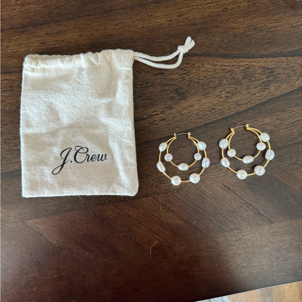 J. Crew freshwater pearl hoop earrings